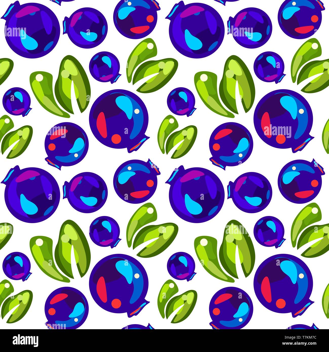 Seamless pattern of blueberries Stock Vector