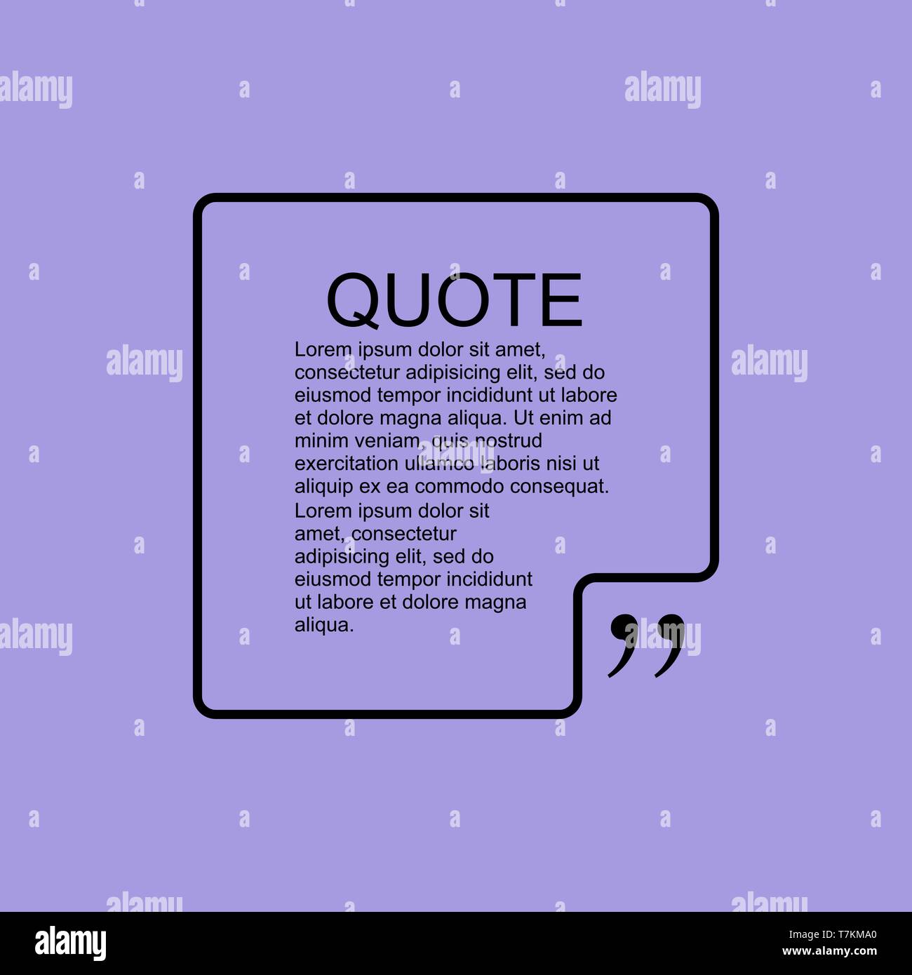 Quote text bubble. Commas, note, message and comment. Design element similar to quote. Text, commas, quote and note. Motivation and inspiration. Quote Stock Vector
