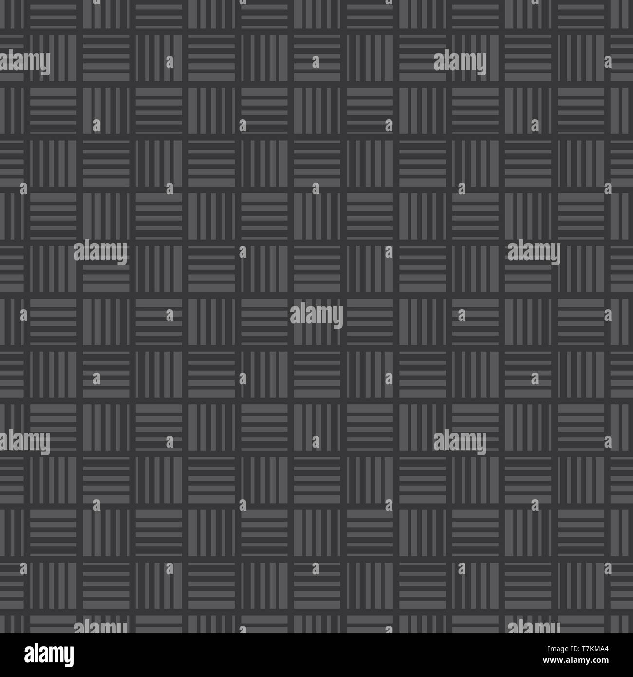 Seamless dark gray squares with stripes pattern vector. Stock Vector