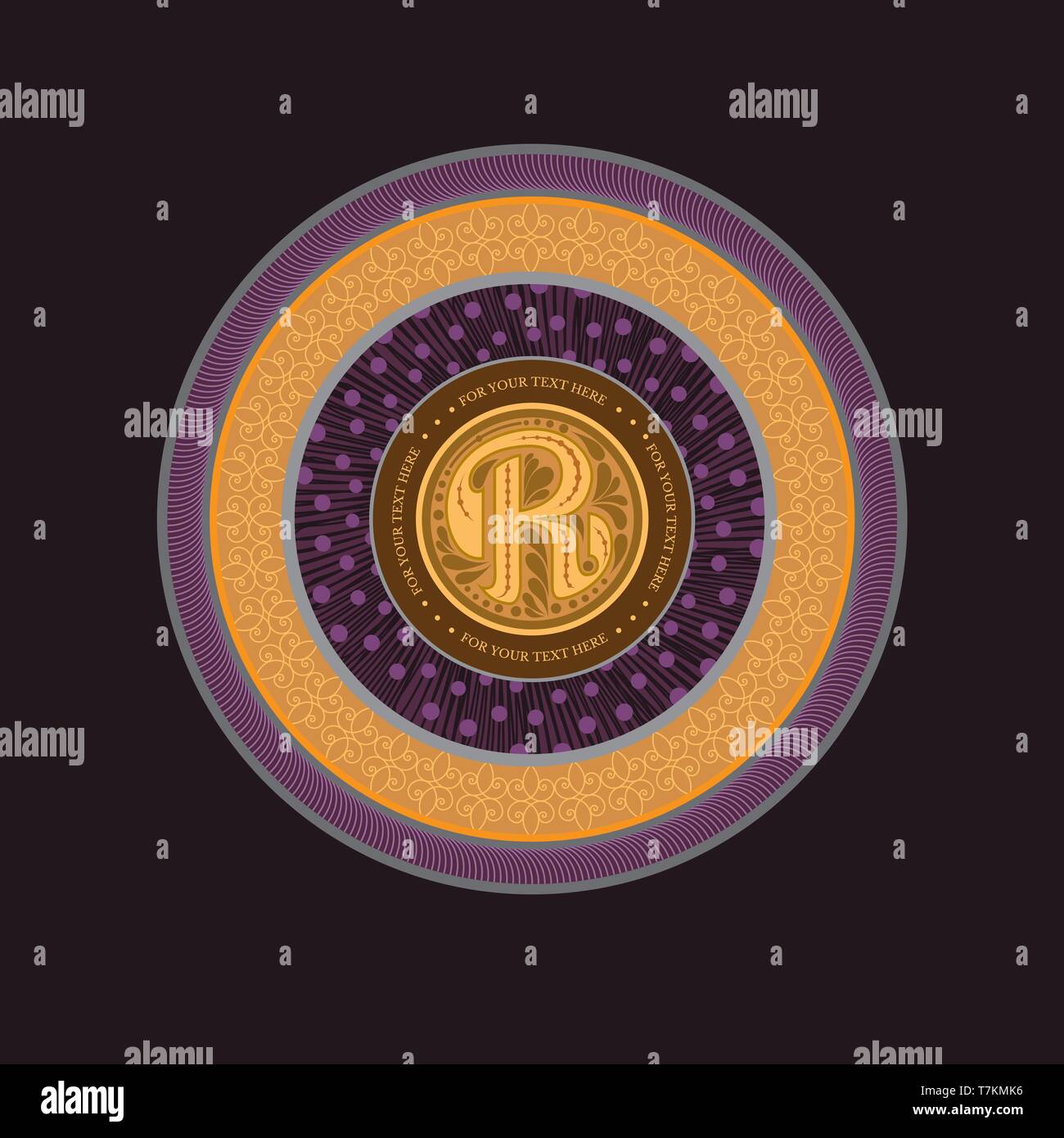 Spirographic Monogram Design Template with capital letter R in center ...