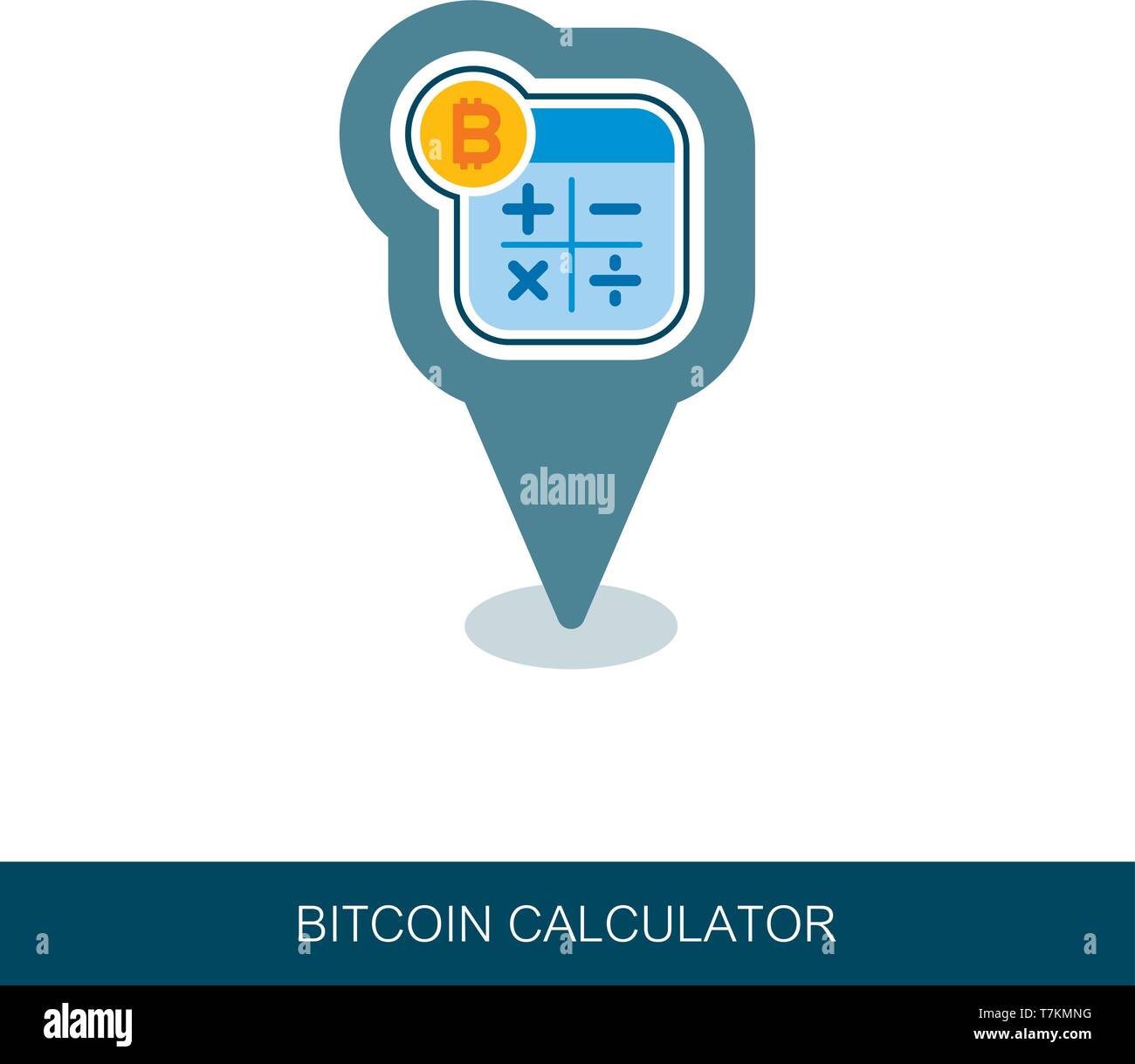 Calculator with bitcoin sign pin map icon. Map pointer. Map markers. Vector  design of blockchain technology, bitcoin, altcoins, cryptocurrency mining  Stock Vector Image & Art - Alamy