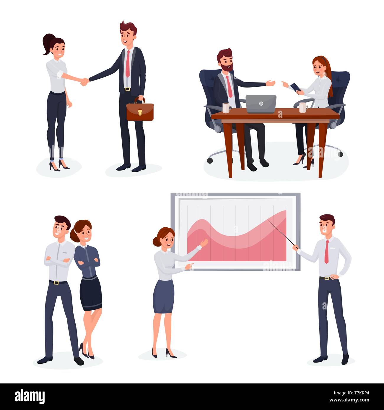 Business people set flat style vector illustration isolated on white ...