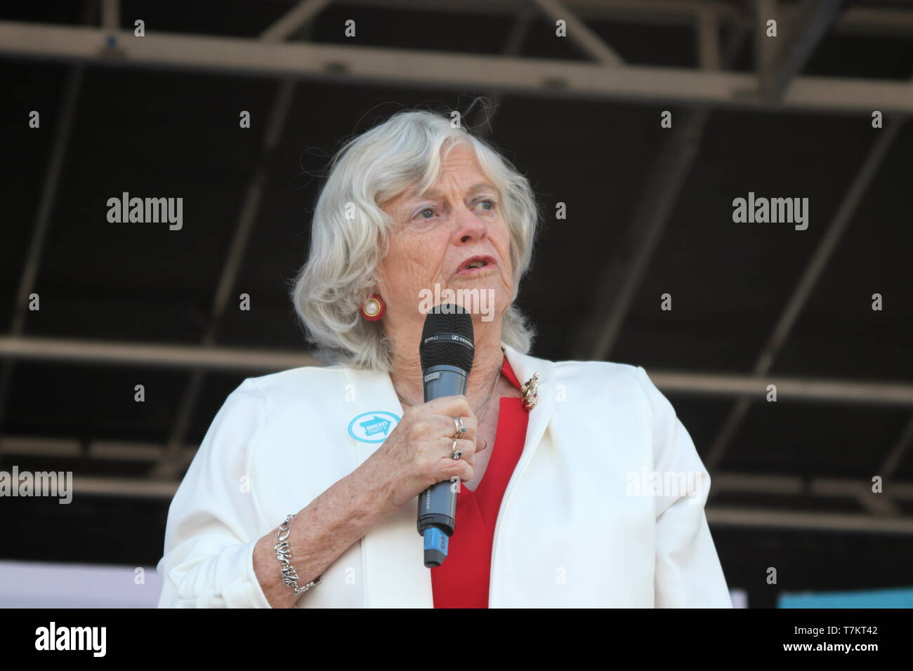 Ann Widdecombe speaking at the Brexit party rally in Chester, the event was attended by around 350 people Stock Photo