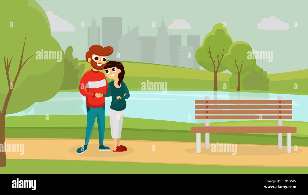 People walking in urban park flat style vector illustration Stock ...