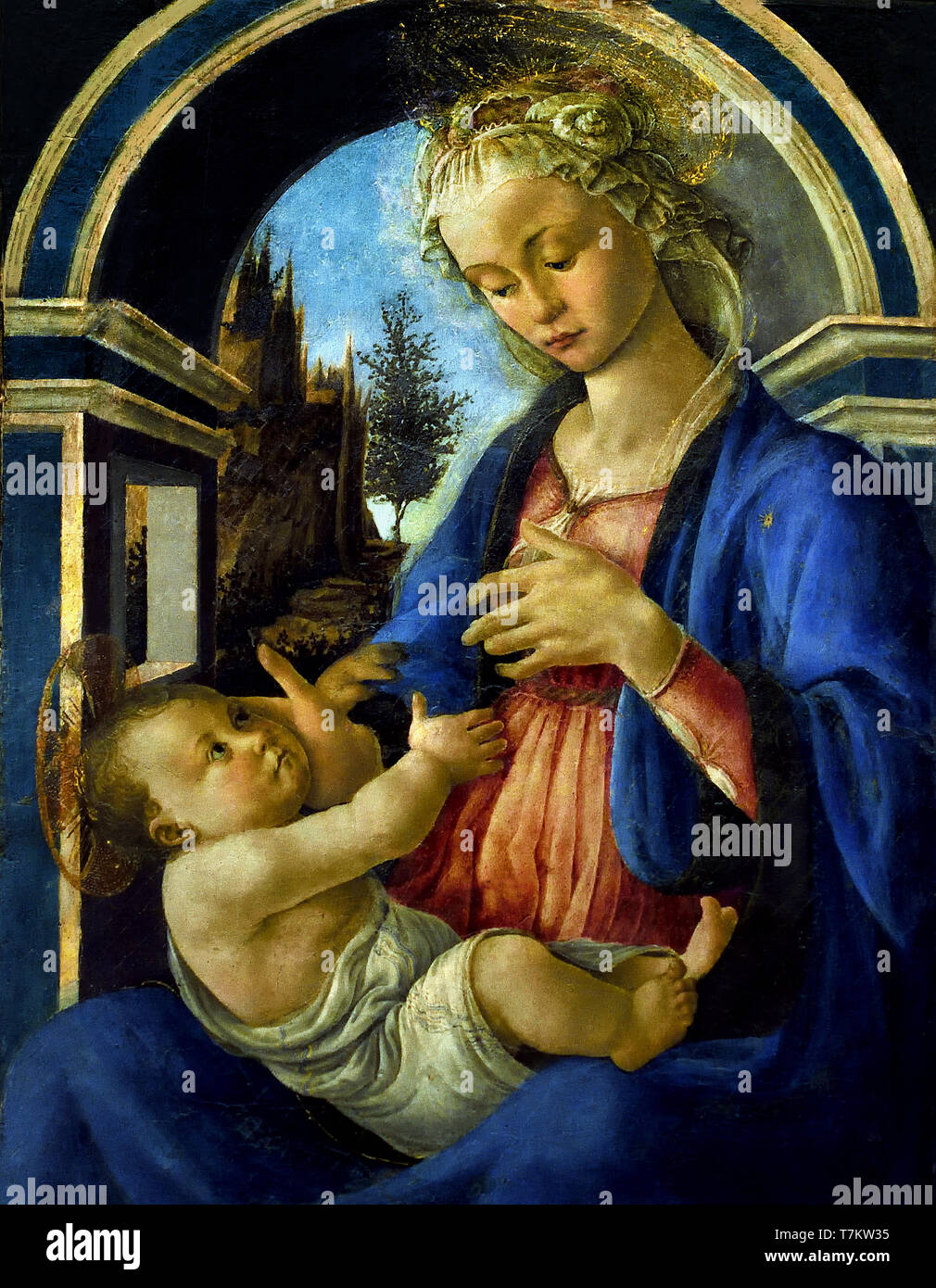 The Virgin and Child  - Madonna Col Bambino )  dating from around 1467-1470  by Alessandro di Mariano di Vanni Filipepi, known as Sandro Botticelli  1444-1510, Italy, Italian. Stock Photo