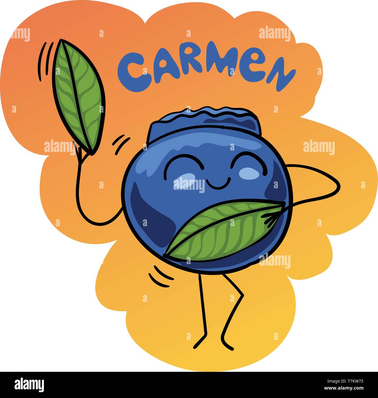 Cartoon Vector Illustration Of Funny Blueberry Berry Fruits Food Comic Character Carmen Dance Stock Vector Image Art Alamy