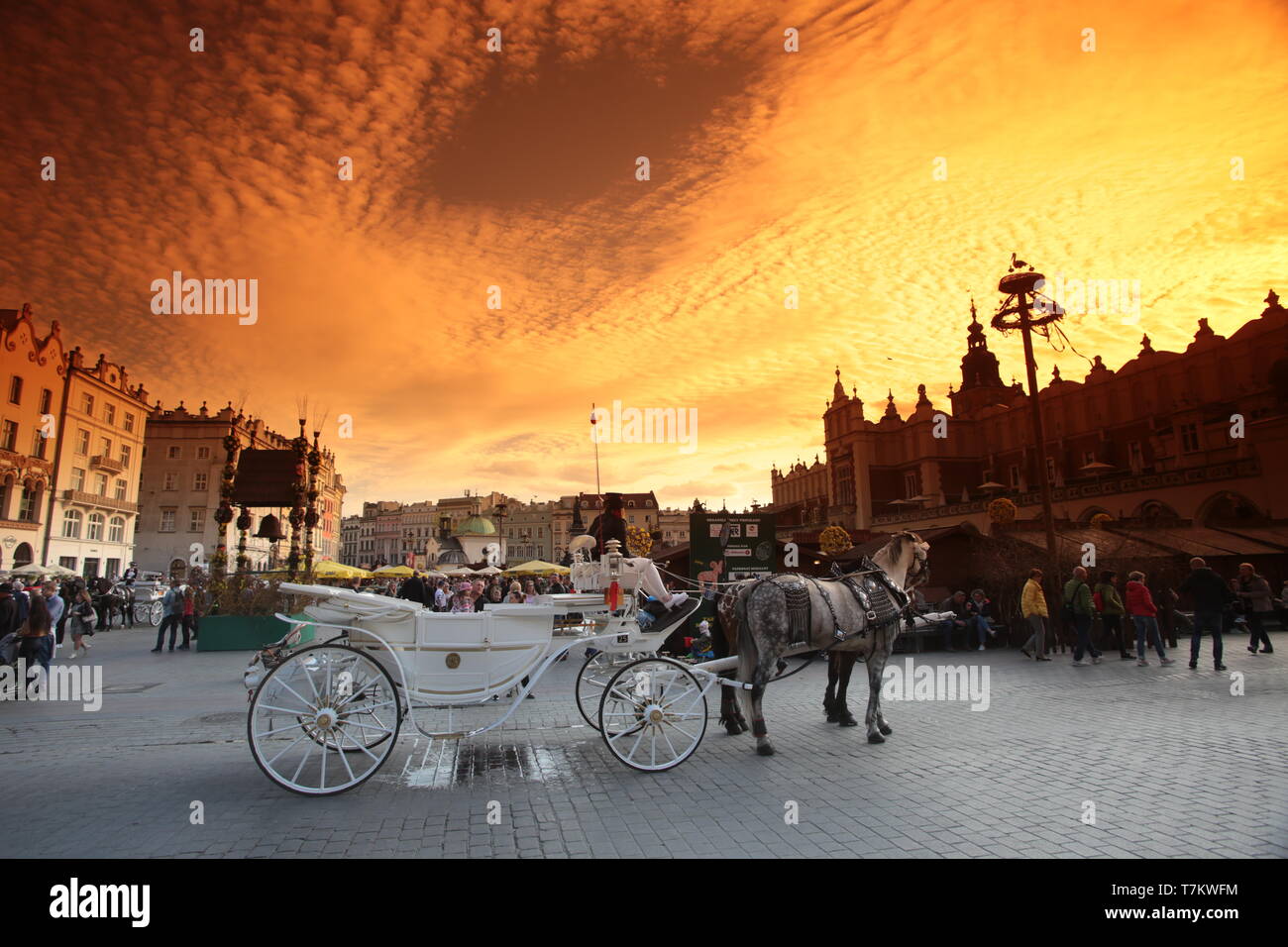 Cracow, Krakau , Poland - .Old Town.Market Square. Stock Photo