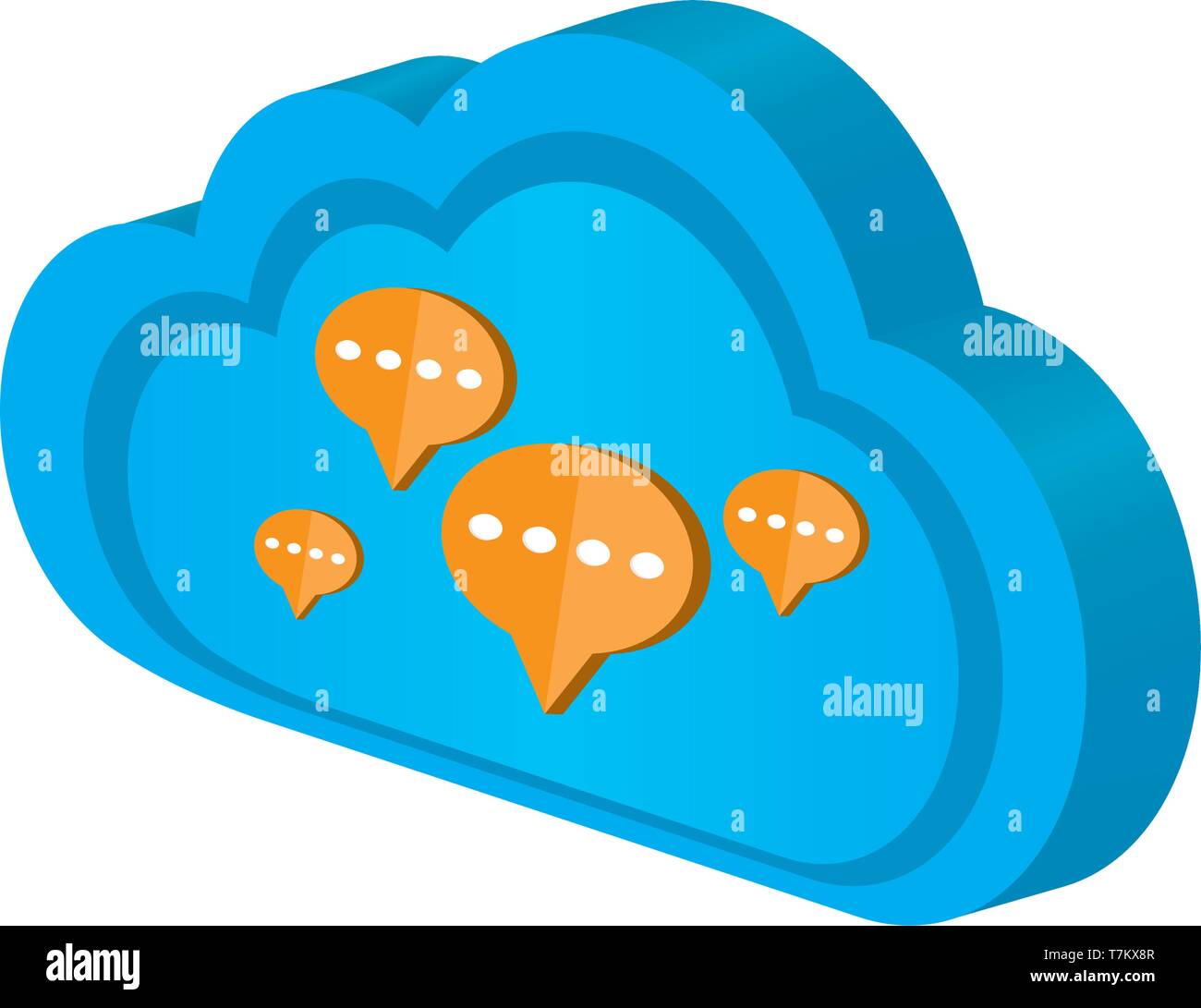 3d cloud computing icon with bubble chats Stock Vector
