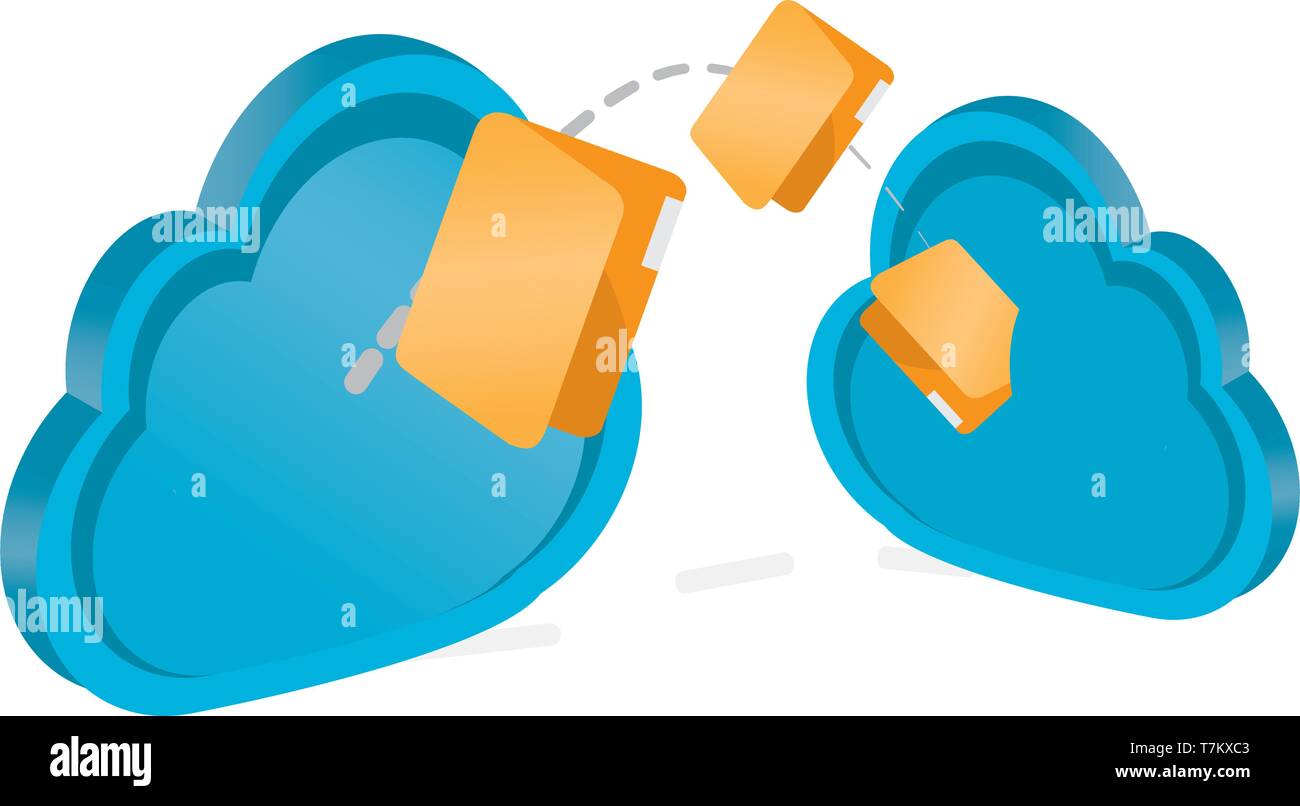 3d cloud computing icons transfering folders Stock Vector