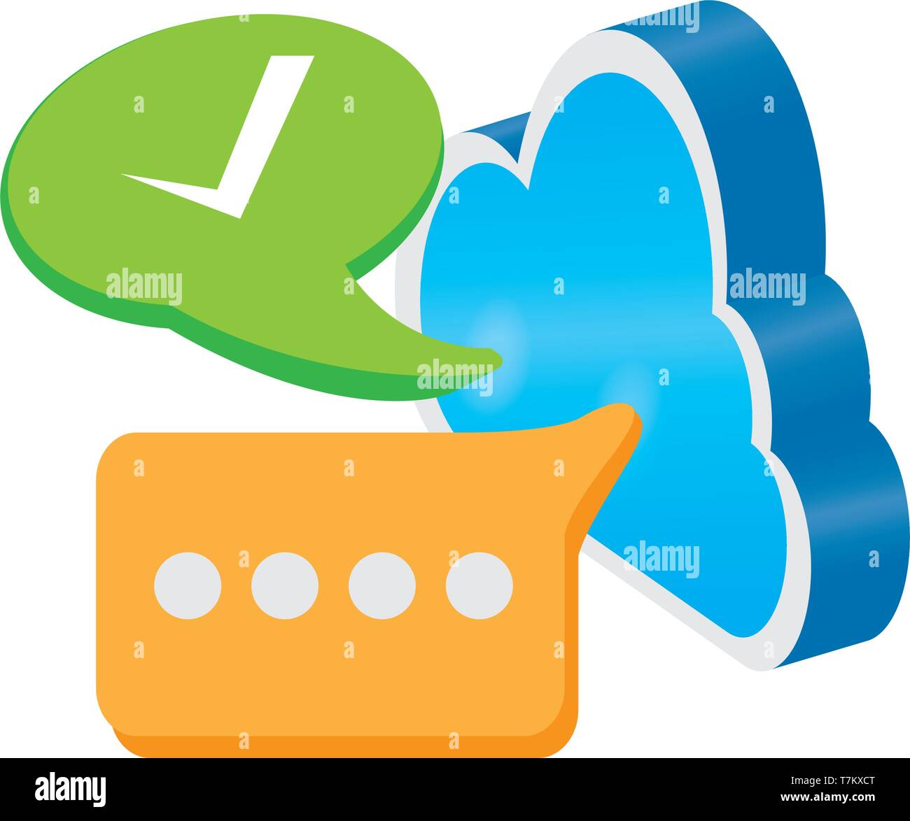 3d cloud computing icon with chat symbols Stock Vector