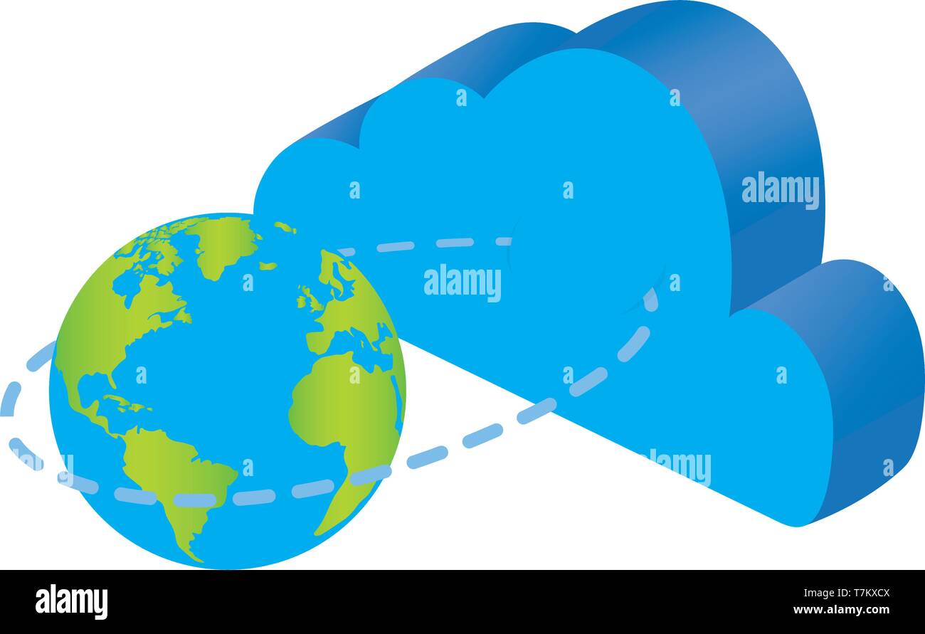 3d cloud computing icon with an earth symbol Stock Vector Image & Art ...