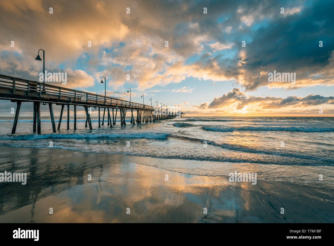 The pier at sunset, in Imperial Beach, near San Diego, California Stock Photo