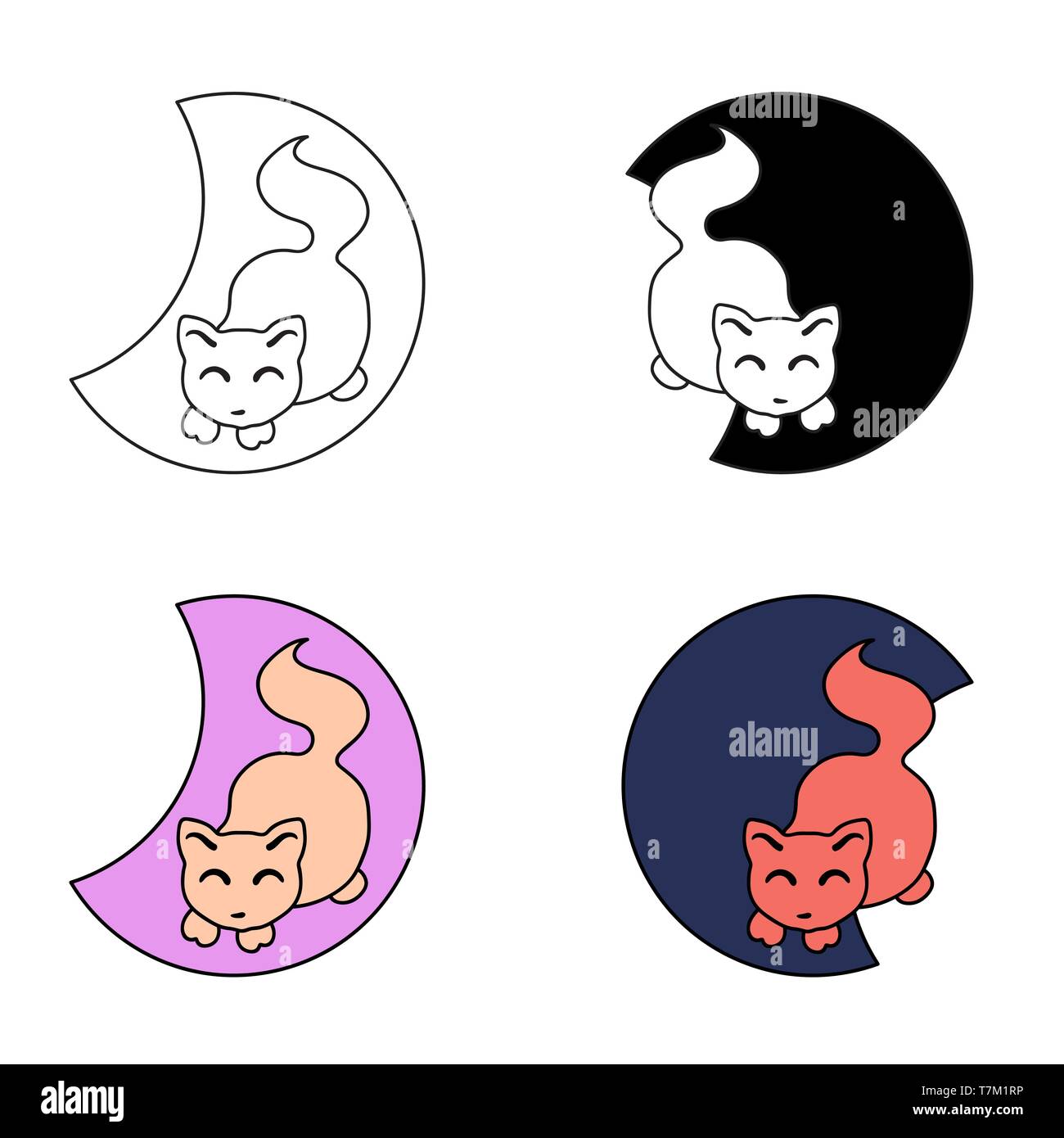 Vector set of cute pet logos, cartoon style Stock Vector