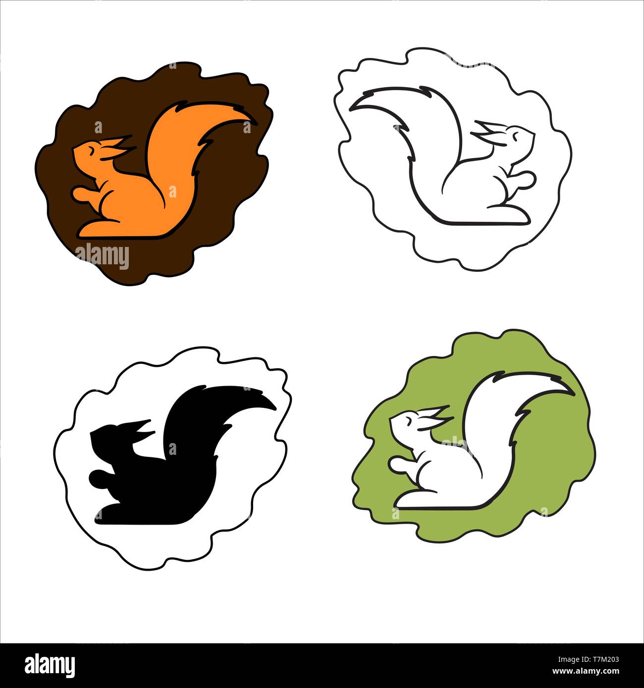 Vector set of cute pet logos, cartoon style Stock Vector