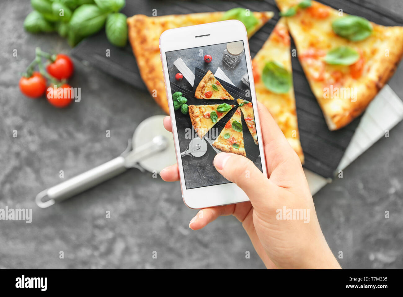 Woman hand taking slices delicious hi-res stock photography and images ...