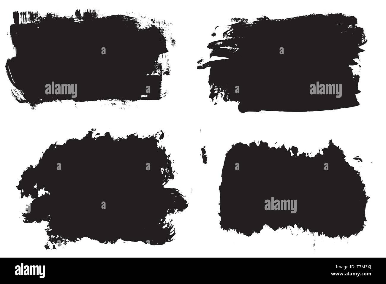 Grunge hand drawn paint brush stripe. Vector black ink brush stroke ...