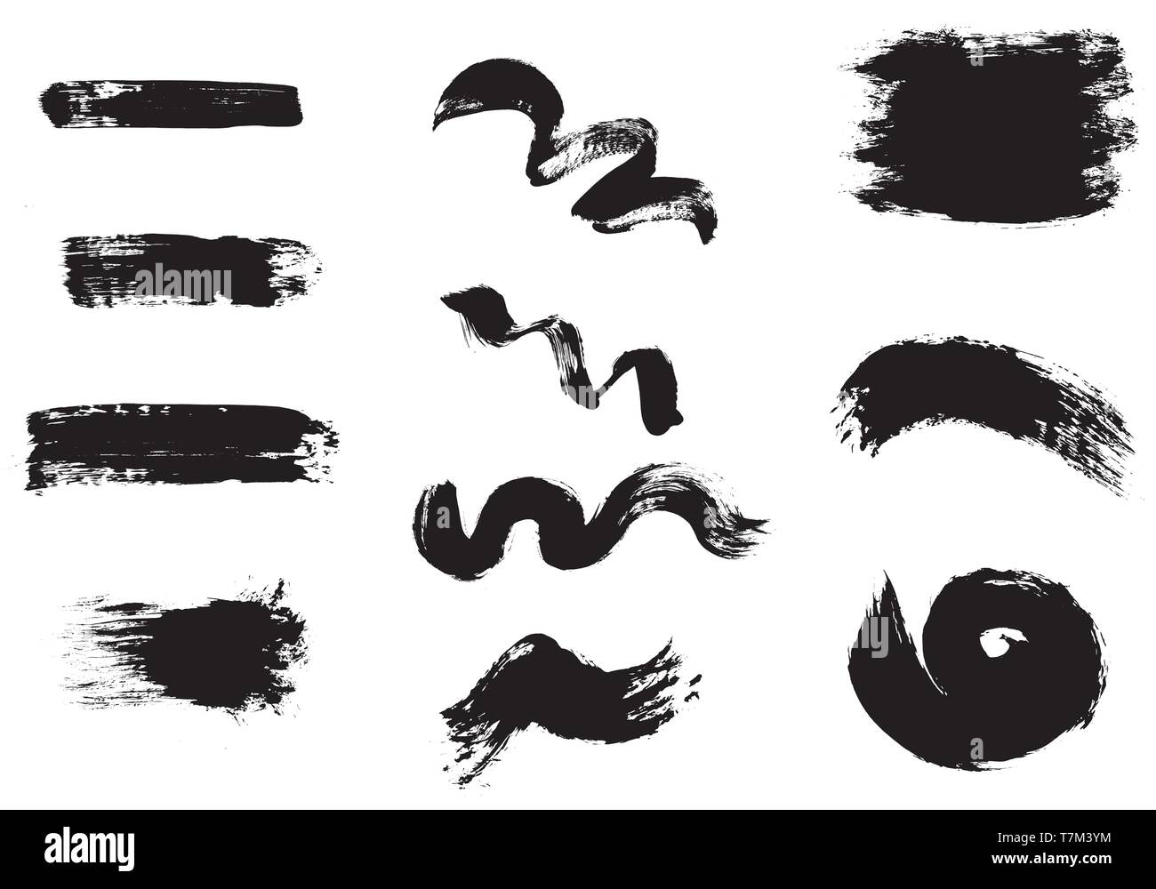 Grunge hand drawn paint brush stripe. Vector black ink brush stroke ...