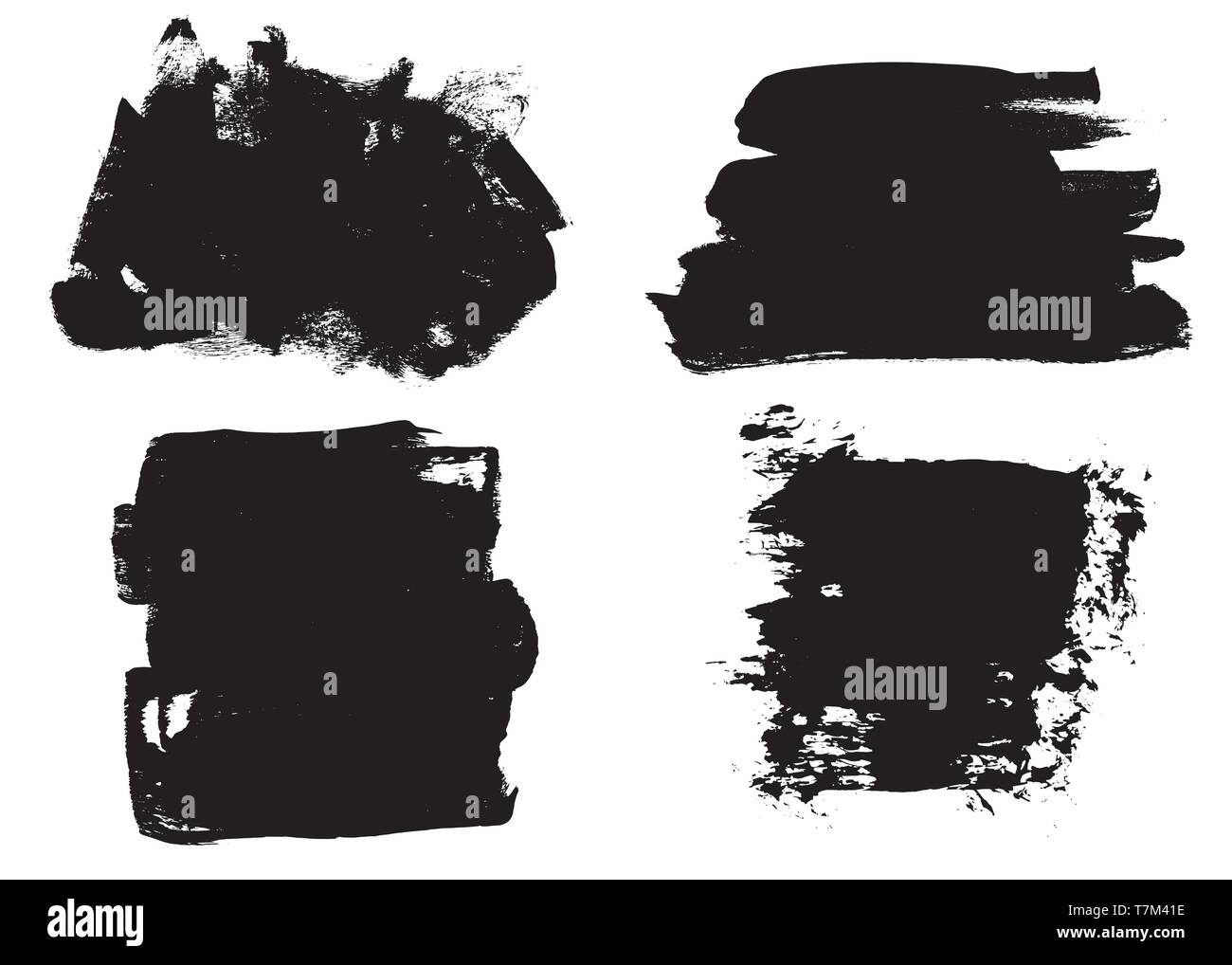 Grunge Hand Drawn Paint Brush Stripe Vector Black Ink Brush