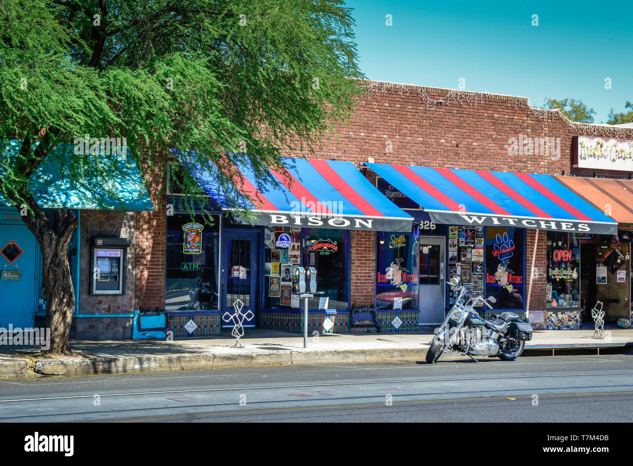 Bison Witch, A popular bar and deli enterprise in the trendy historical 4th Avenue District in downtown Tucson, AZ Stock Photo