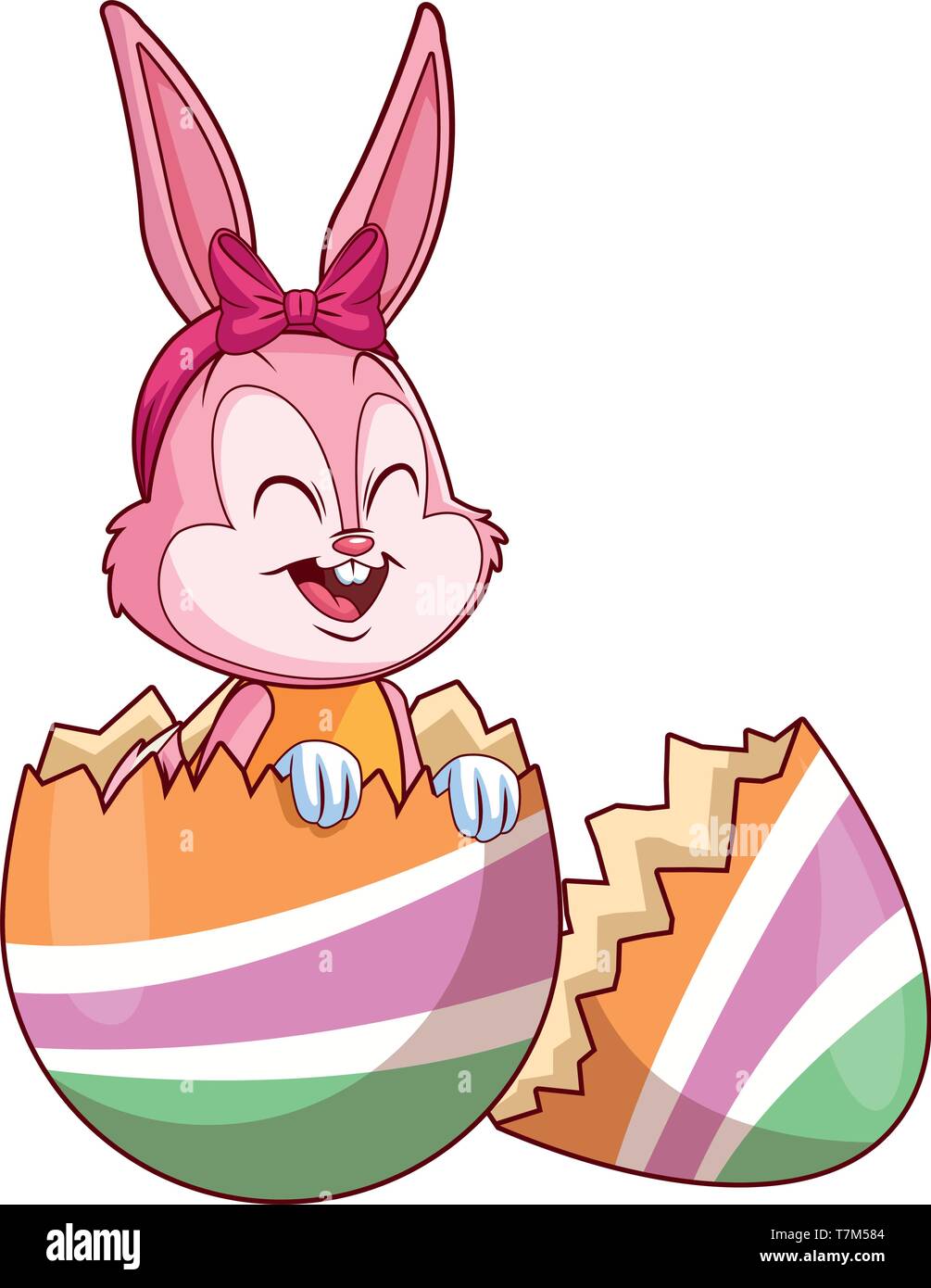 Cute easter bunny celebration cracked egg Stock Vector Image & Art - Alamy