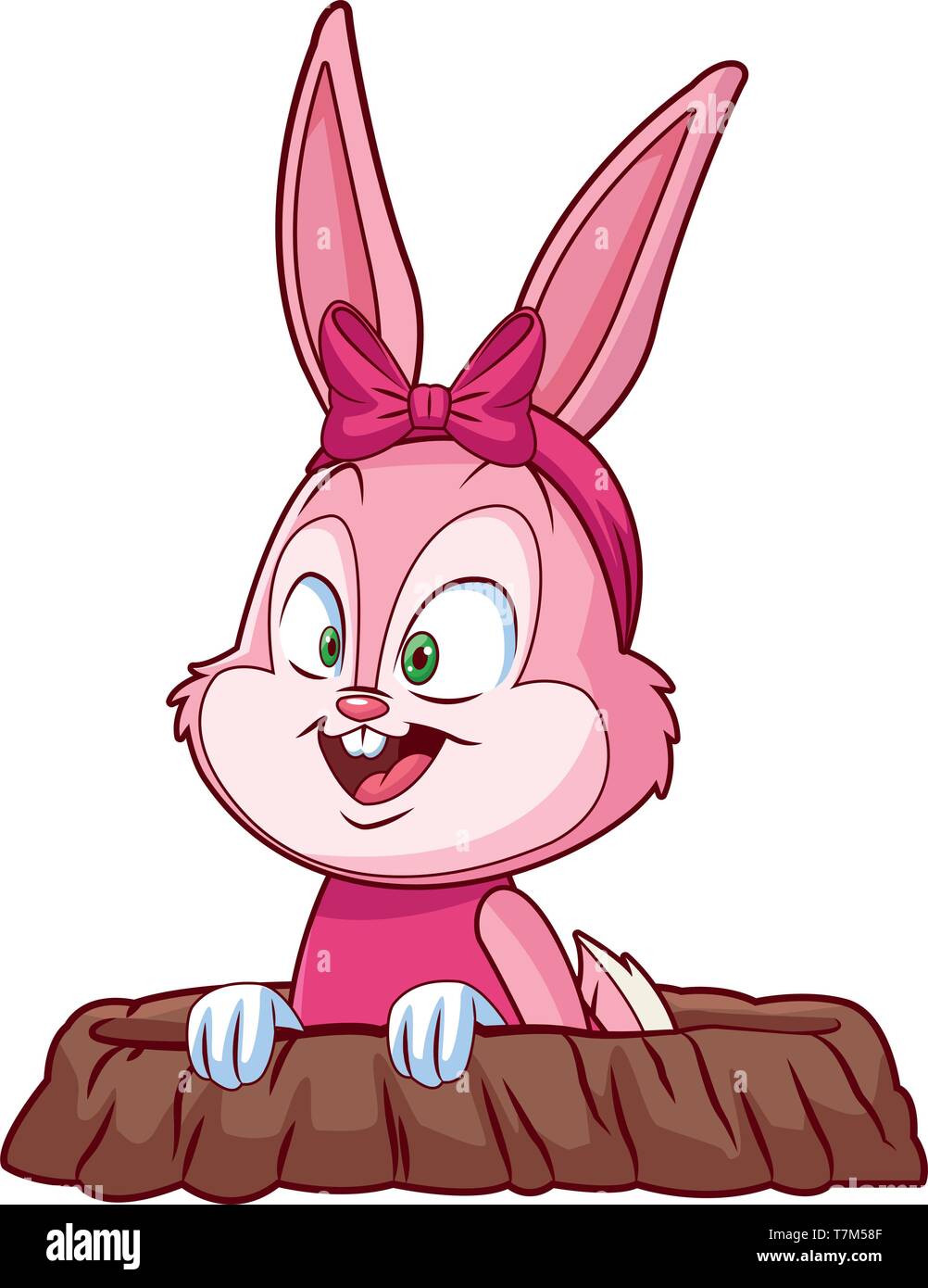 Cute easter bunny celebration rabbit hole isolated Stock Vector Image ...