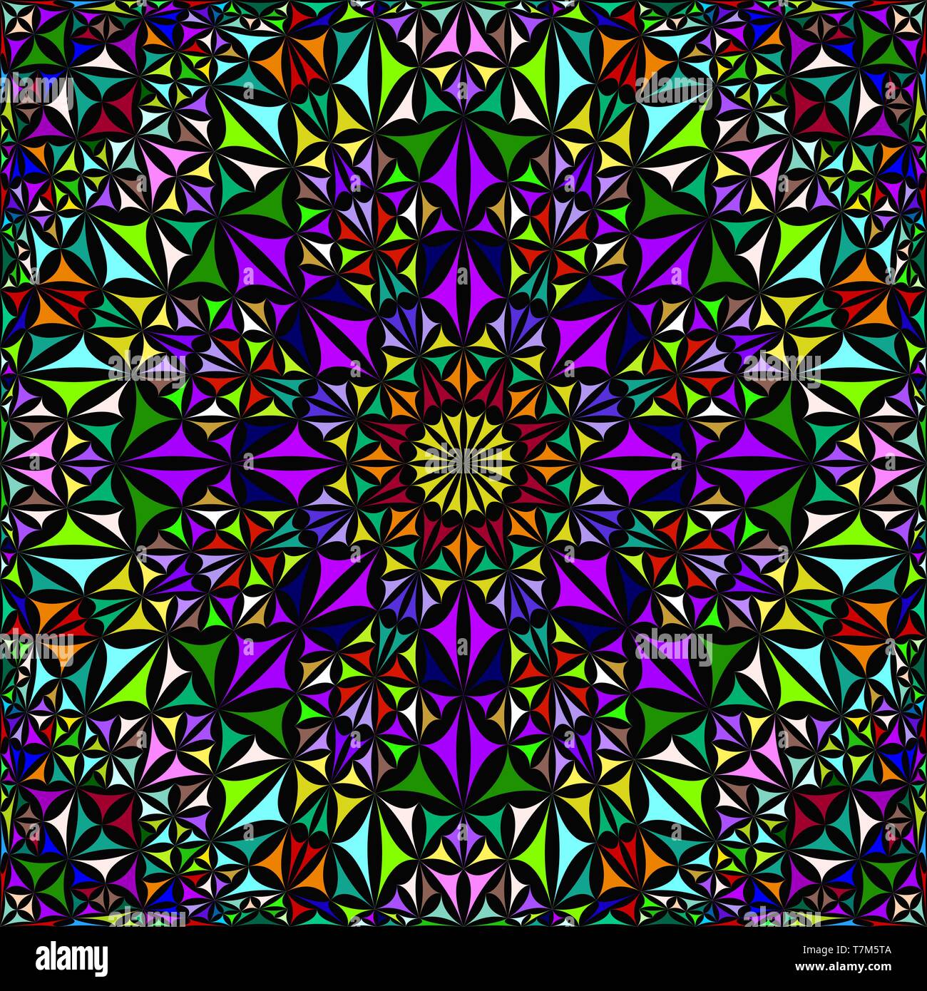 Colorful seamless kaleidoscope pattern background - vector mandala illustration Stock Vector