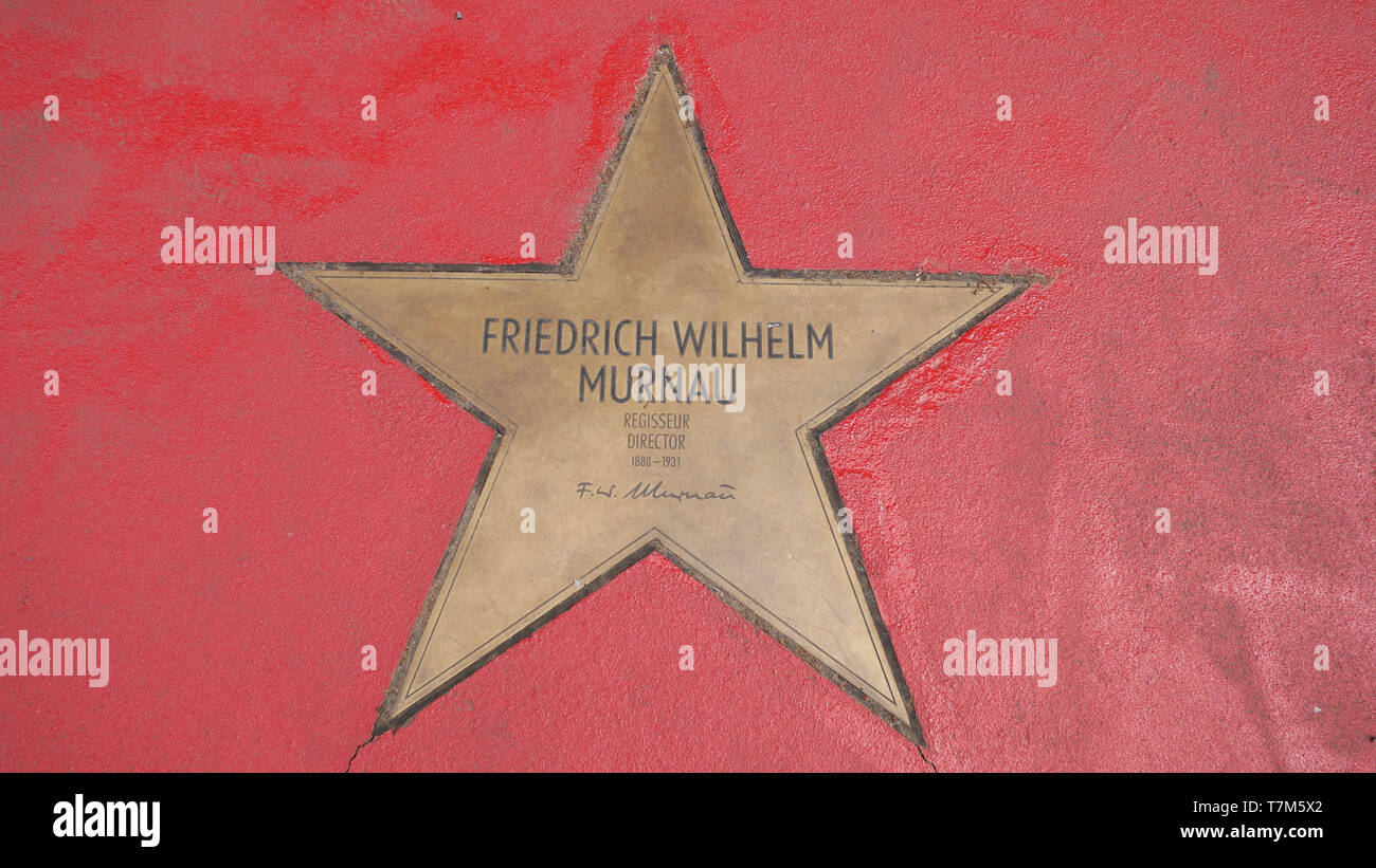 BERLIN, GERMANY - MAY 4, 2019: Star of Friedrich Wilhelm Murnau At Boulevard der Stars, Walk of Fame In Berlin, Germany Stock Photo