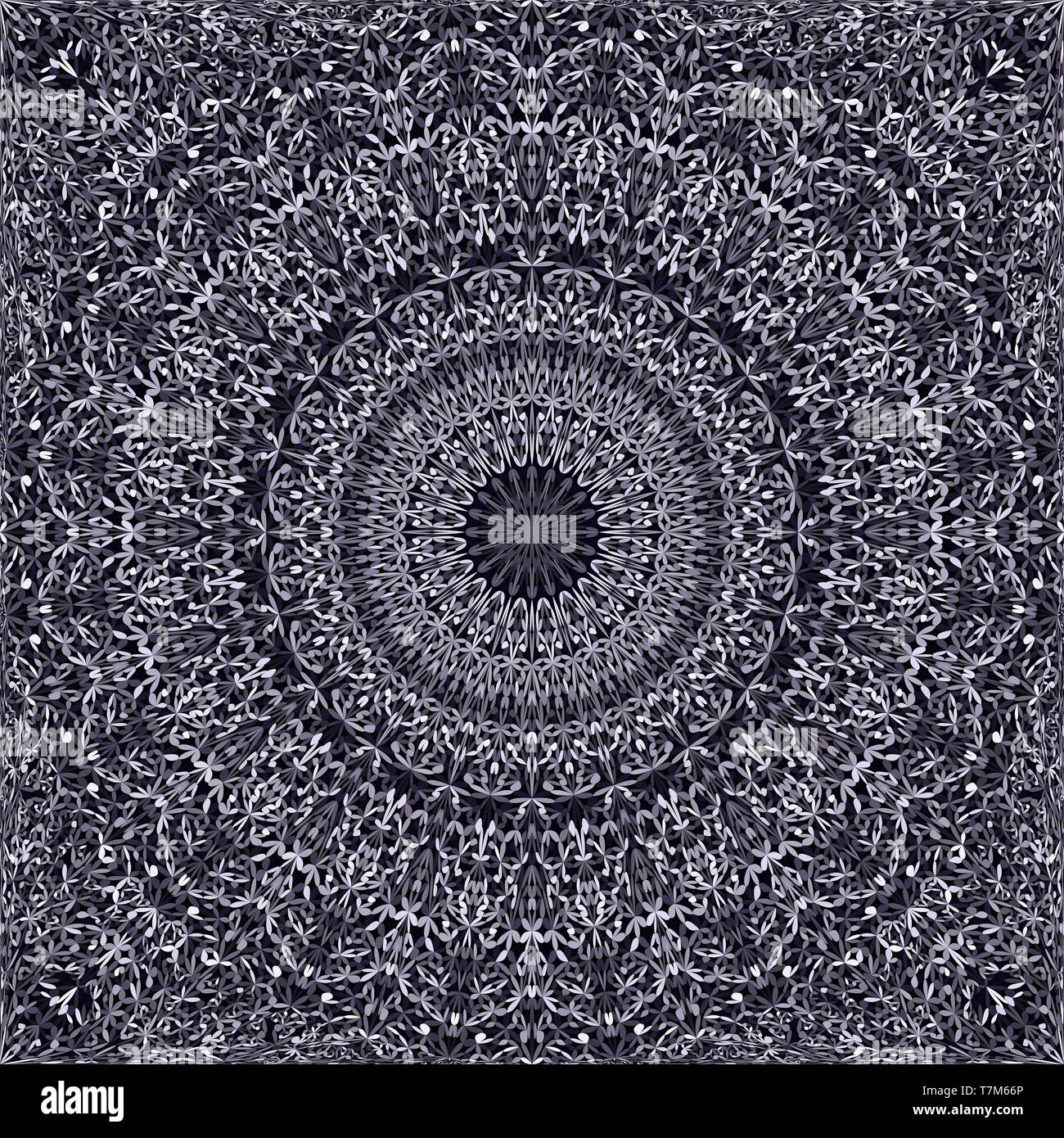 Grey seamless floral kaleidoscope mandala geometry pattern background Stock Vector