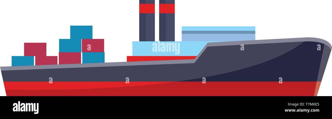 Cargo ship with container boxes isolated Stock Vector Image & Art - Alamy