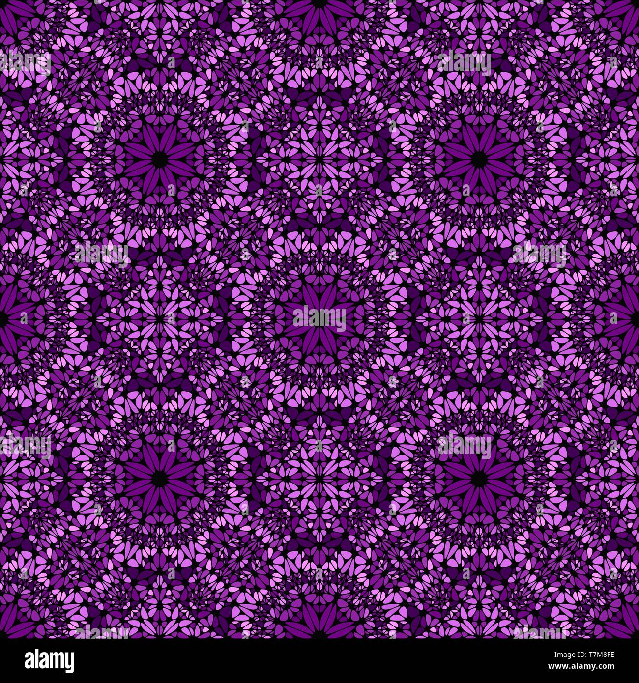 Violet bohemian seamless mosaic kaleidoscope pattern background design Stock Vector
