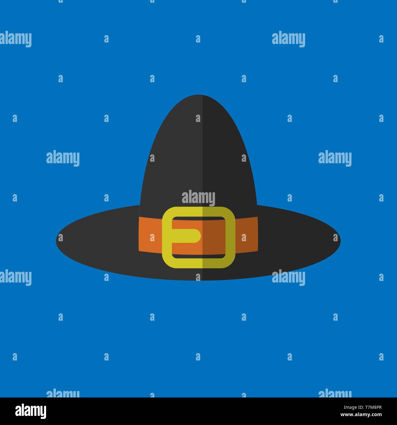 Pilgrim Hat. EPS10 vector illustration on blue background Stock Vector