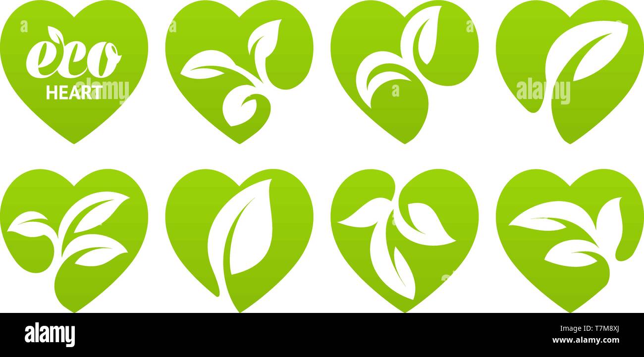 Icon set. Eco heart Stock Vector