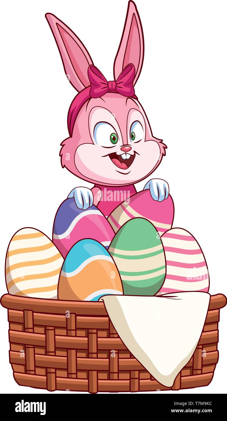 Cute easter bunny celebration egg basket Stock Vector Image & Art - Alamy
