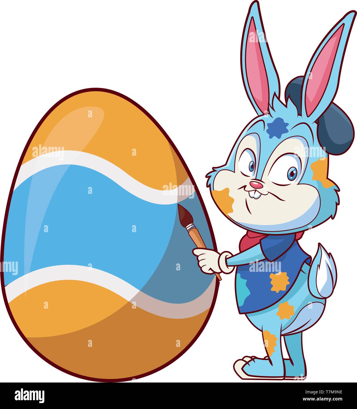 Cute easter bunny celebration artist painting egg Stock Vector Image ...