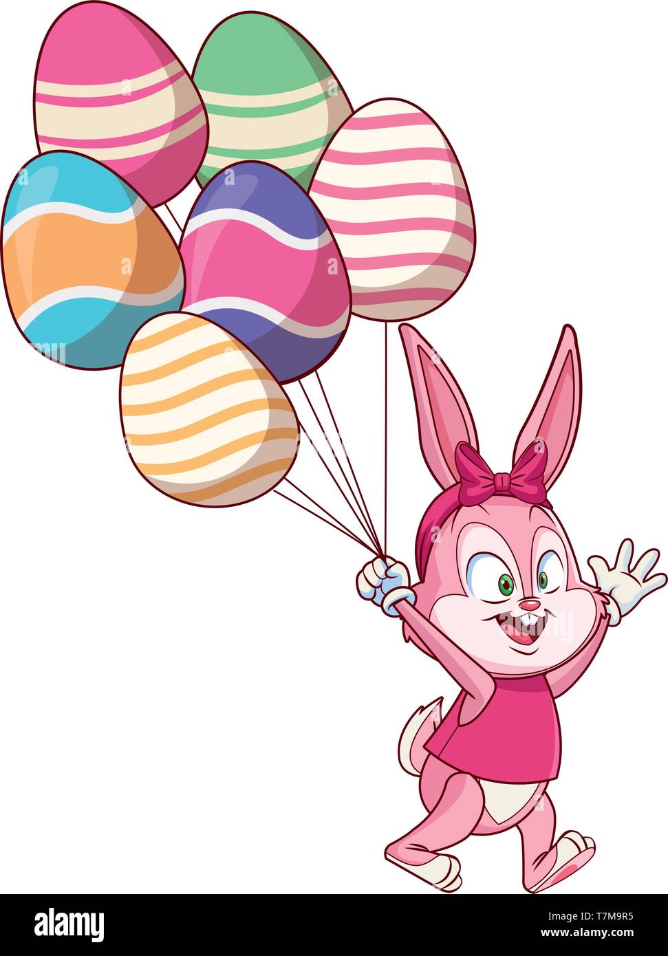 Cute easter bunny celebration egg ballons isolated Stock Vector Image ...