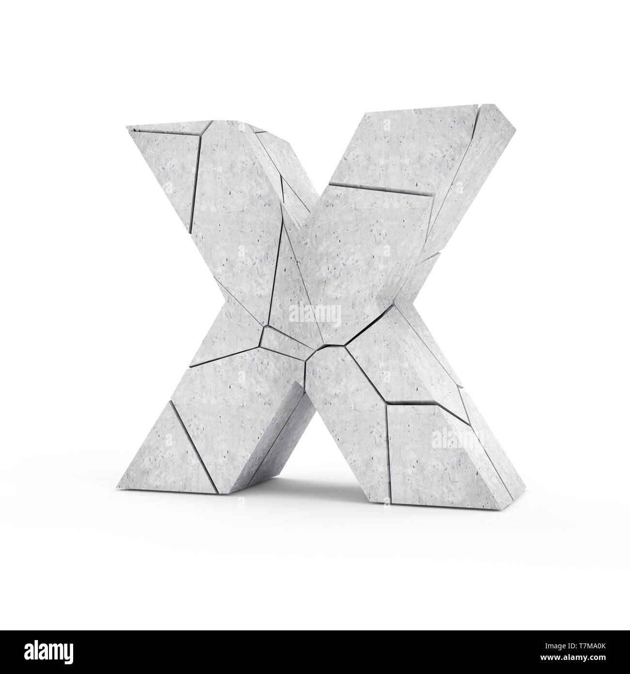 Broken Concrete Alphabet isolated on white background (Letter X) Stock Photo