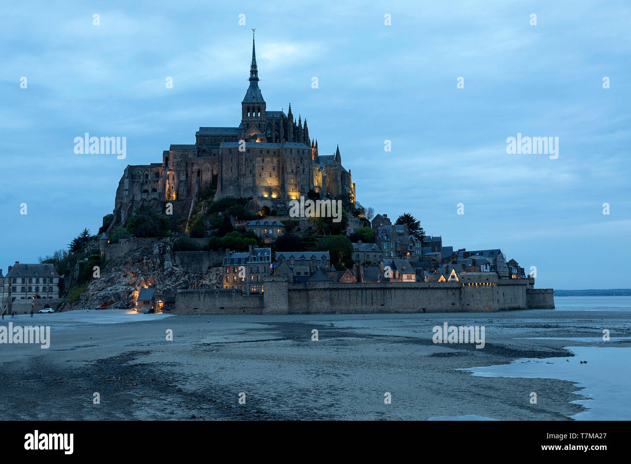 Mont saint Michel at twilight, Normandy, France Stock Photo