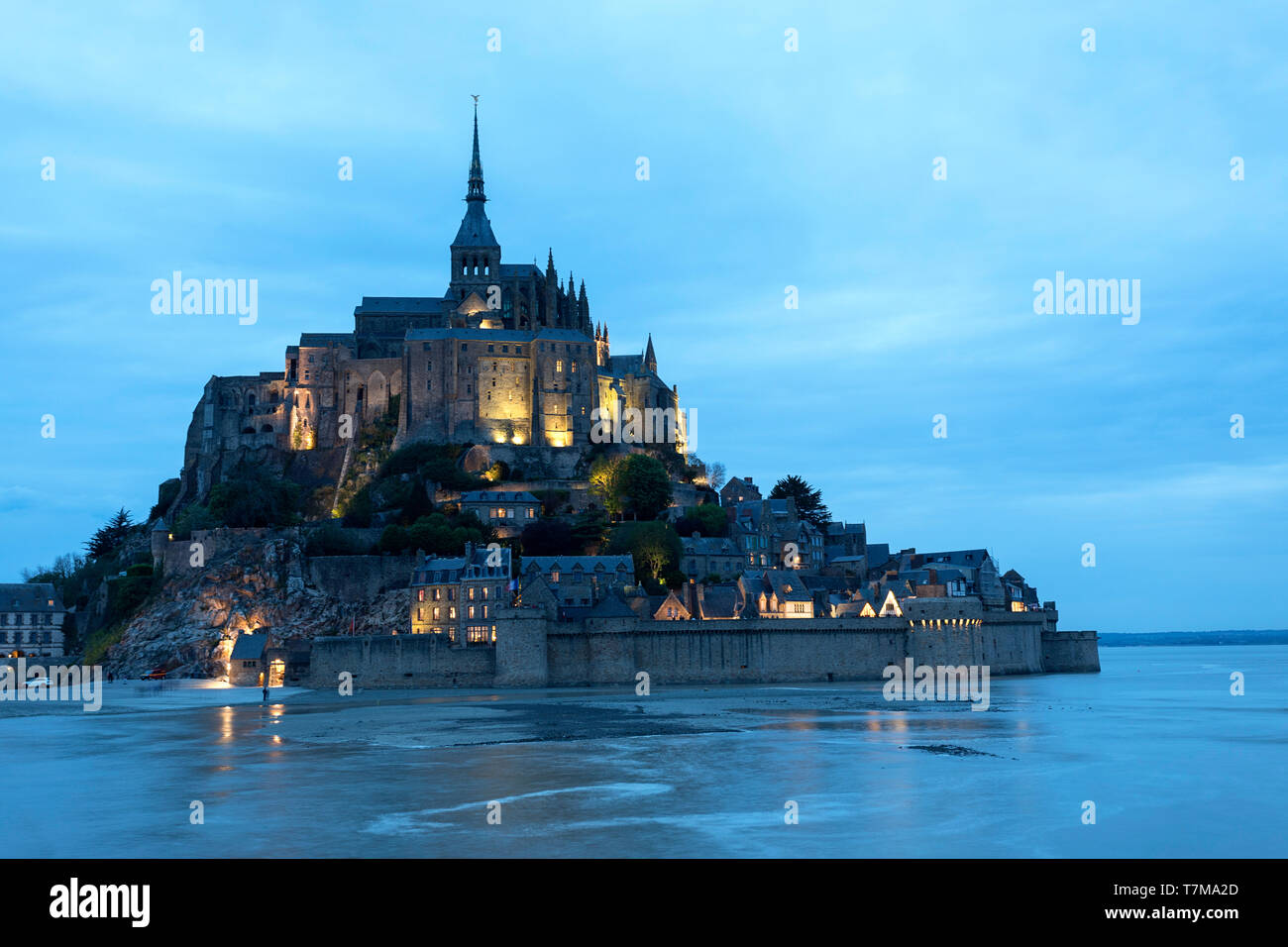 Mont saint Michel at twilight, Normandy, France Stock Photo