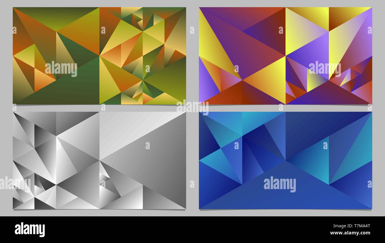 Minimal polygonal dynamic multicolored gradient triangle hd background set Stock Vector