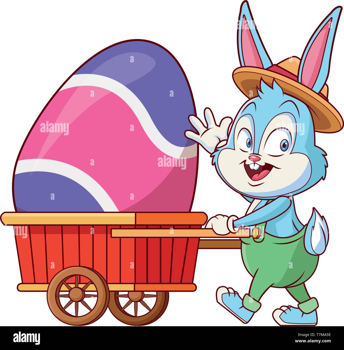 Cute easter bunny celebration with egg cart Stock Vector Image & Art ...