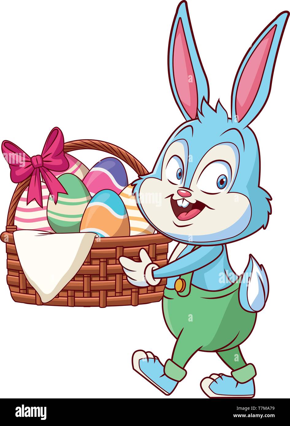 Cute easter bunny celebration with egg basket Stock Vector Image & Art ...