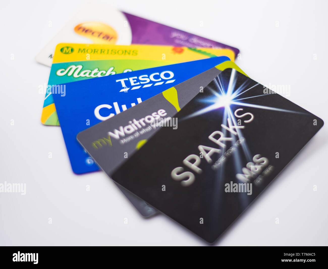 Loyalty Card - M&S Sparks, Tesco Clubcard, Nectar, Morrisons more, My waitrose Stock Photo