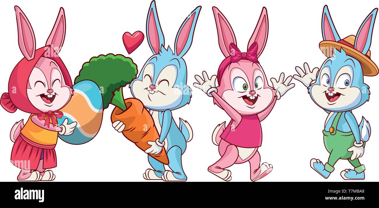Cute easter bunny happy friends Stock Vector Image & Art - Alamy