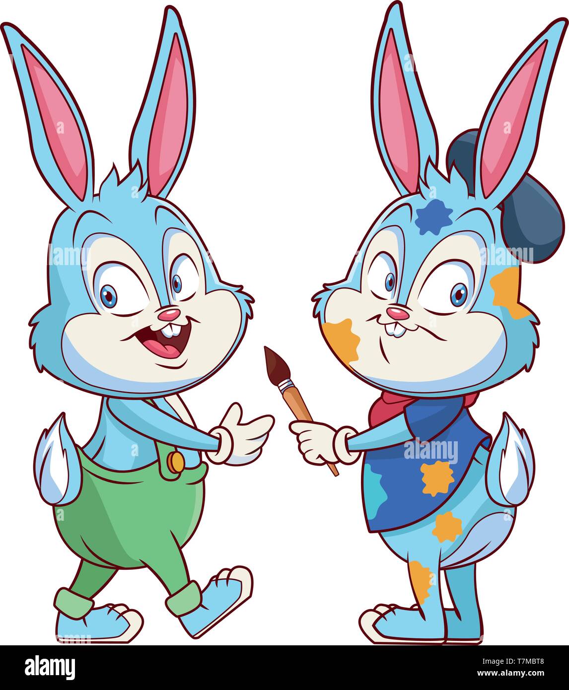 Cute easter bunny happy friends artist Stock Vector Image & Art - Alamy