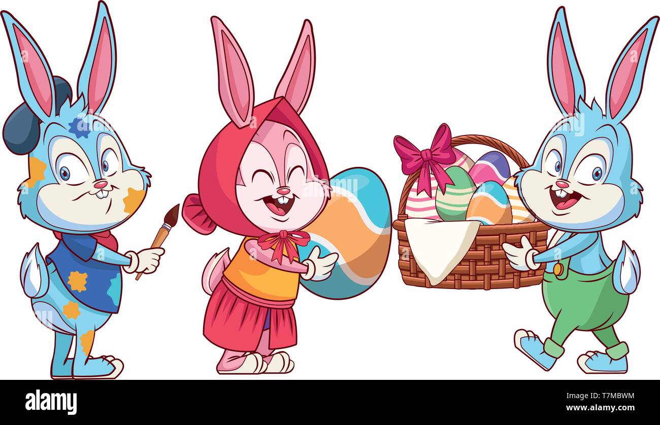 Cute easter bunny happy friends Stock Vector Image & Art - Alamy