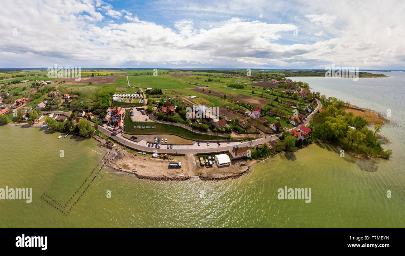 Aerial view of Marina Sniardwy in Nowe Guty village, Poland Stock Photo