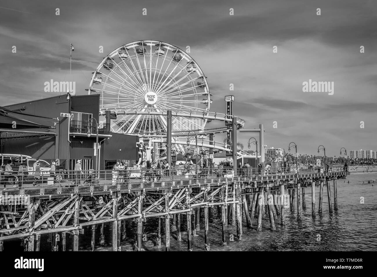 Ferris Wheel at Santa Monica Pier in Los Angeles - LOS ANGELES, UNITED STATES OF AMERICA - MARCH 29, 2019 Stock Photo