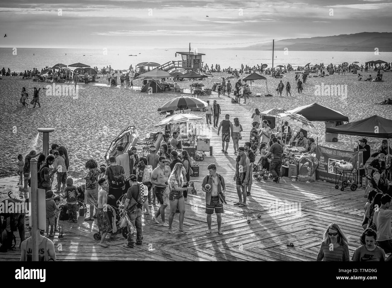 Santa Monica Beach is a busy place in summer - LOS ANGELES, UNITED STATES OF AMERICA - MARCH 29, 2019 Stock Photo