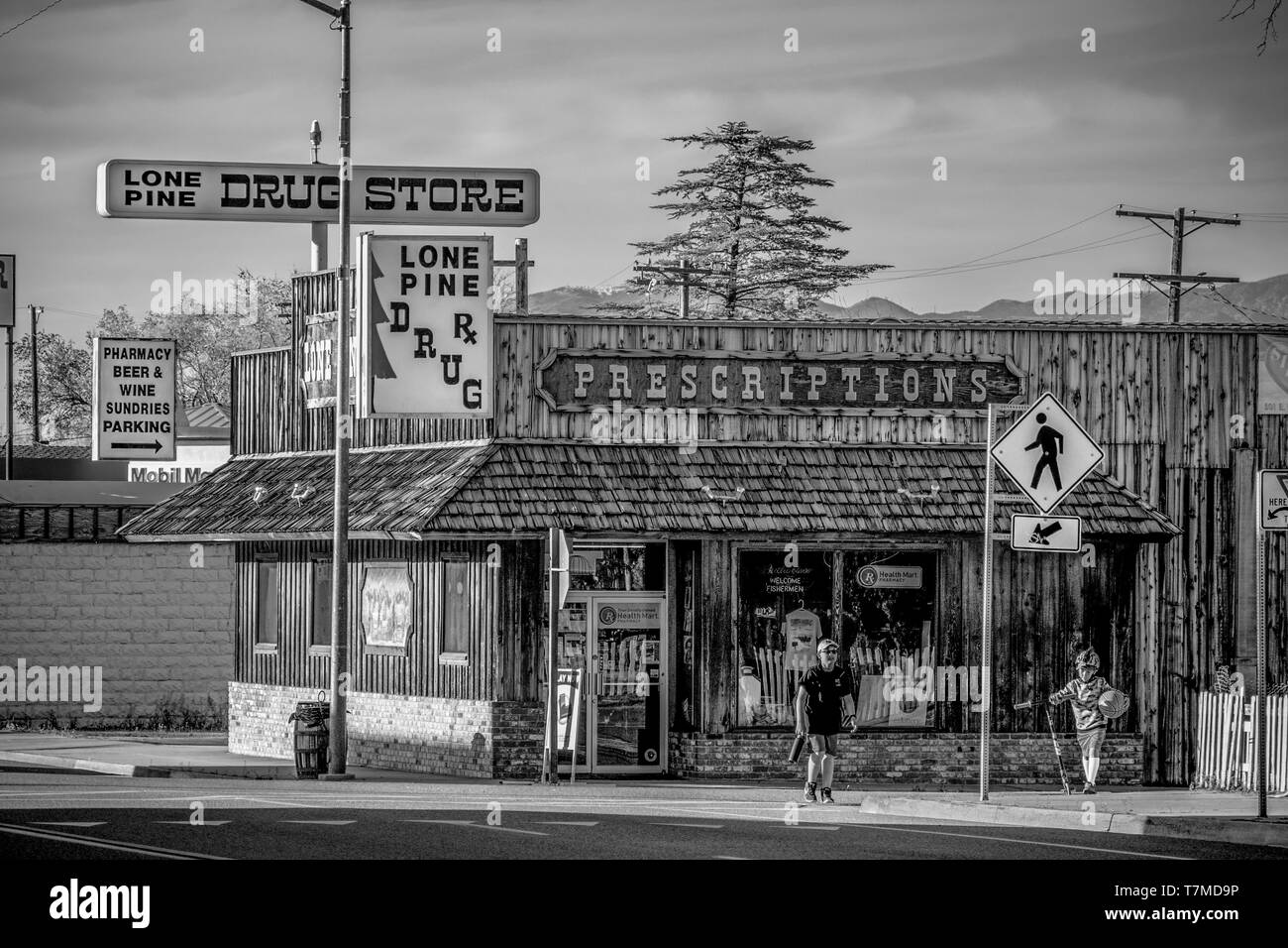 Drug store in the historic village of Lone Pine - LONE PINE CA, UNITED STATES OF AMERICA - MARCH 29, 2019 Stock Photo