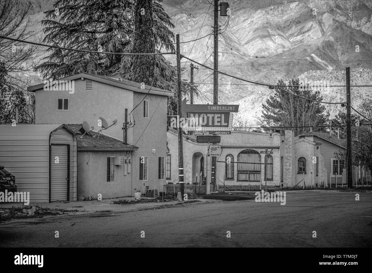 Timberline Motel in the historic village of Lone Pine - LONE PINE CA, UNITED STATES OF AMERICA - MARCH 29, 2019 Stock Photo
